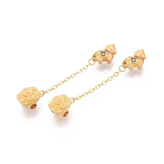 925 Бусины из стерлингового серебра со стальным каркасом и синей эмалью, с цепочкой, лошадь и карета, с печатью 925, полый