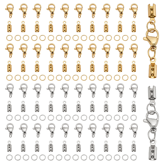 Наборы для изготовления ювелирных изделий своими руками, включая 304 складные зажимные концы из нержавеющей стали, карабины и открытые соединительные кольца