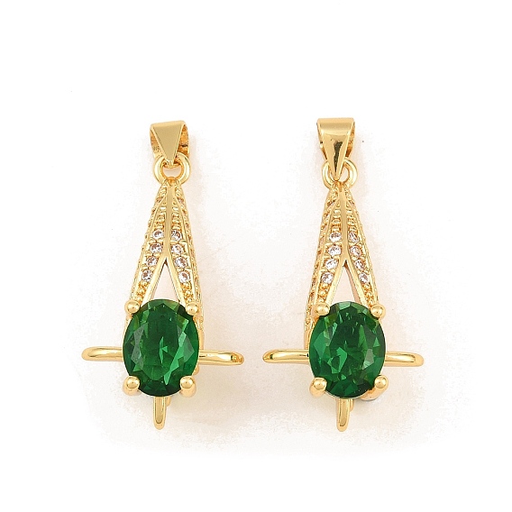 Brass & Glass Pendants, Star Charms, Rack Plating, Long-Lasting Plated, Lead Free & Cadmium Free