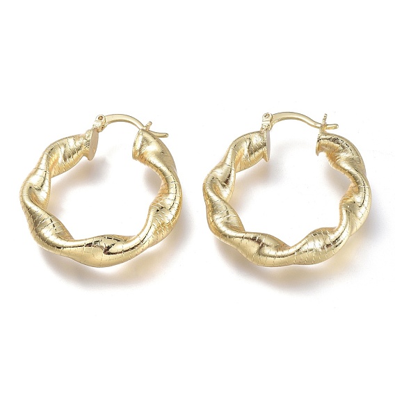 Messing Creolen, mit 304 Edelstahlstifte, verdrehte Ringform