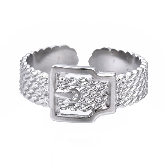 304 anillo de puño con forma de hebilla de cinturón de acero inoxidable, anillo grueso para mujer
