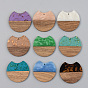 Resin & Walnut Wood Pendants, Gap Flat Round, Mixed Color