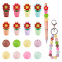 24шт 16 стили силиконовые бусины, Цветок и круглый