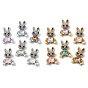 Alloy Rhinestone Pendants, Rabbit Charms, with Glass, UV Plating, Mixed Color