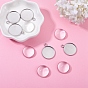 DIY Pendants Making, with 304 Stainless Steel Pendant and Clear Half Round Glass Cabochons, Flat Round