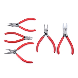 55# Steel Pliers Set, with Plastic Handles, including Flat Nose Plier, Side Cutter Pliers, Round Nose Plier, Needle Nose Plier