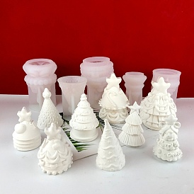 DIY Christmas Tree Food Grade Silicone Candle Molds, for Scented Candle Making