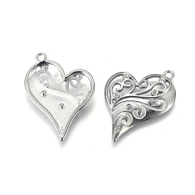 Coeur zinc supports alliage pendentif en strass émail, sans cadmium et sans plomb, 39x31mm, Trou: 2mm