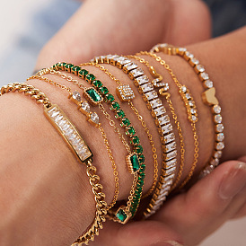 Exquisite niche jewelry gold chain stainless steel zircon bracelet titanium steel bracelet