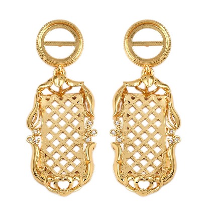 Серьги-гвоздики из латуни с прозрачным фианитом и прозрачным фианитом, долговечный, стойки покрытие, плоские круглые с прямоугольника