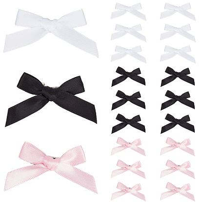 60шт. 3 цвета лента бантик заколка-крокодил, с железной заколкой для волос