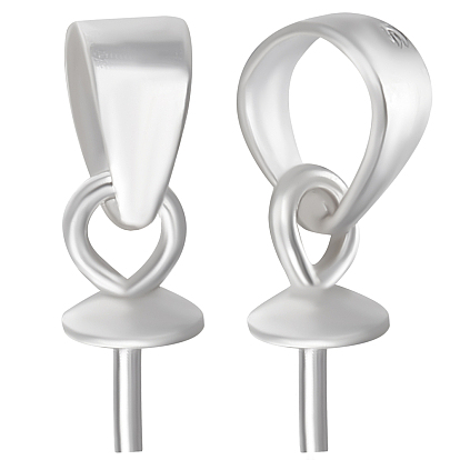 10 шт. 925 подвески-зажимы из стерлингового серебра с жемчугом, за половину пробурено бисера, с печатью 925