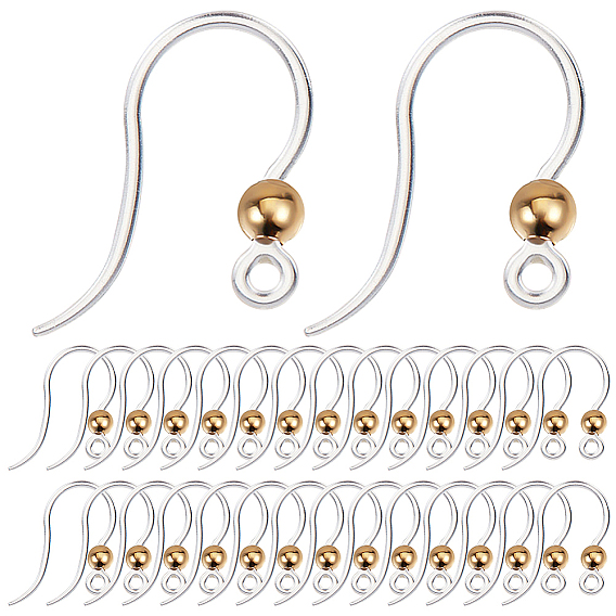 80шт. экологически чистые пластиковые крючки для сережек, с 304 бусами из нержавеющей стали и горизонтальной петлей, круглые