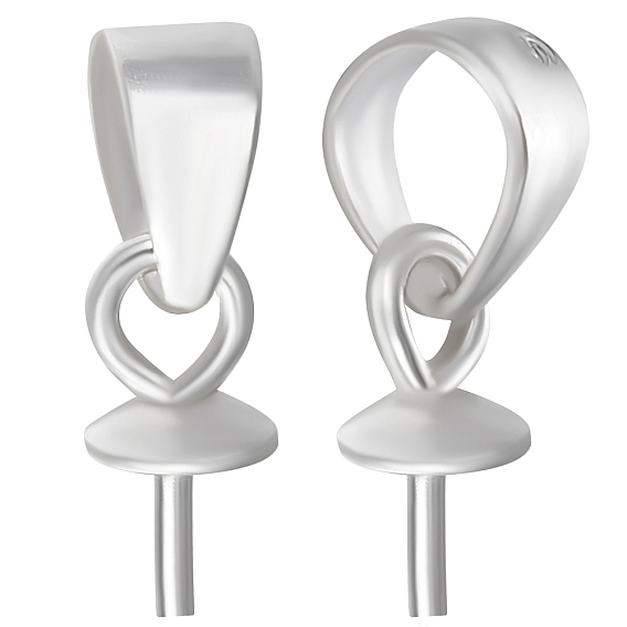 10 шт. 925 подвески-зажимы из стерлингового серебра с жемчугом, за половину пробурено бисера, с печатью 925