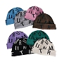 Polyacrylonitrile Fiber Yarn Cuffed Beanies Cap, Word Pattern Winter Warmer Knit Hat for Women