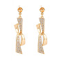 Brass Micro Pave Cubic Zirconia Stud Earring Findings, for Half Drilled Beads, Nickel Free