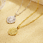 Stainless Steel Sun Pendant Necklaces, with Paperclip Chains
