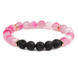 Natural Agate and Lava Stone Bracelet with Gemstone Beads for Women
