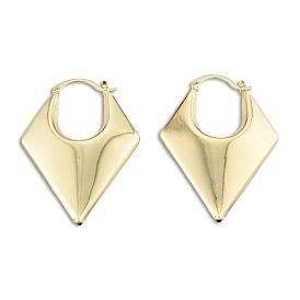 Brass Chunky Rhombus Hoop Earrings for Women, Nickel Free