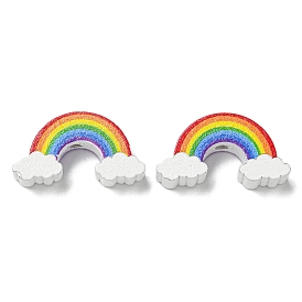 Printed Wood Beads, Rainbow
