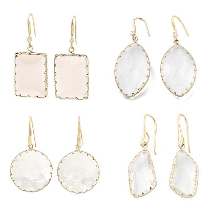 Стеклянные серьги с подвесками, серьги из светлой золотой латуни