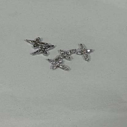 Micro cuivres ouvrent pendentifs zircone cubique, sans cadmium et sans plomb, plaqué longue durée, charmes croisées, clair