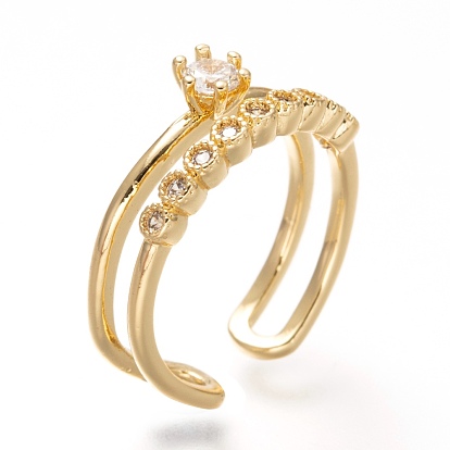 Латунные кольца из манжеты с прозрачным цирконием, открытые кольца, без кадмия и без свинца