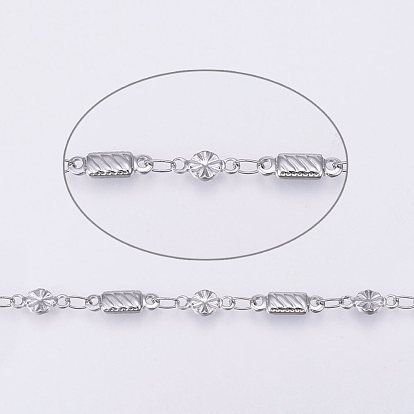304 Stainless Steel Chains, Rectangle and Flower, Soldered