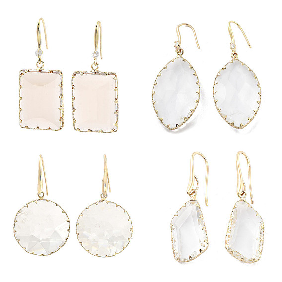 Стеклянные серьги с подвесками, серьги из светлой золотой латуни