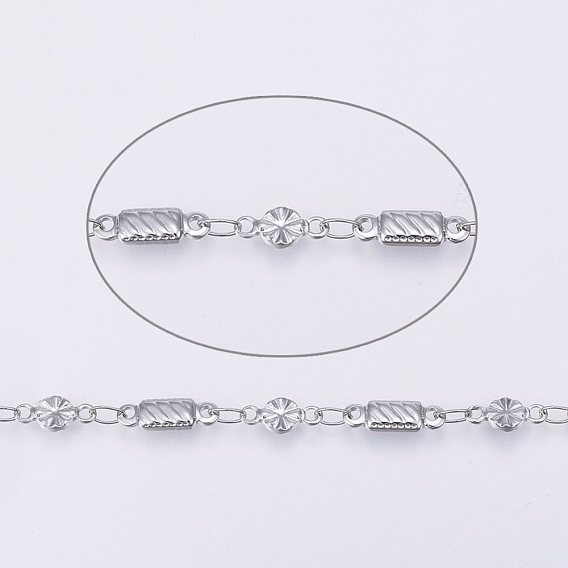 304 Stainless Steel Chains, Rectangle and Flower, Soldered
