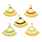 Glass Seed Beaded Pendants, Dress Charm, with Glass Pearl