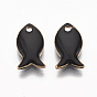 Raw(Unplated) Brass Enamel Charms, Enamelled Sequins, Jesus Fish, Nickel Free