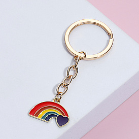 Drip oil rainbow love keychain colorful angel accessories pendant