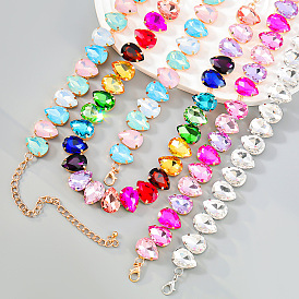 Exaggerated Multi-layer Water Drop Glass Rhinestone Necklace for Women's Sweater