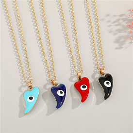Demon Eye Necklace Fashionable Minimalist Oil Cow Horn Alloy Pendant Funny Resin Collarbone Chain for Women