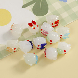 Spring and summer cute animals white jade rabbit glass beads diy jewelry accessories beaded loose beads handmade materials