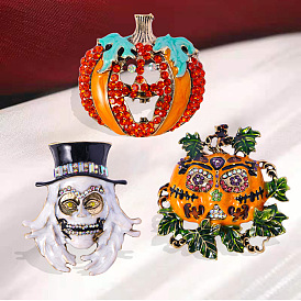 Halloween funny pumpkin head brooch horror clown pumpkin brooch oversized exaggerated skull brooch