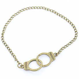 Chic Retro Handcuff Necklace & Minimalist Letter Bracelet Set for Fifty Shades Fans