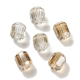 Electroplate Column Glass Beads, Pearl Luster Plated, Faceted