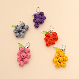 Knitted Grape Keychain with AirPods Case and Bag Charm Accessory Set