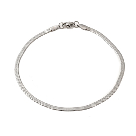 202 Stainless Steel Flat Snake Chain Bracelets for Women