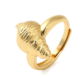 Brass Adjustable Rings for Women, Conch