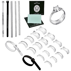 Комплект для измерения размера кольца, включая пластиковую пружину, ткань для полировки серебра, невидимый регулятор размера кольца, великобритания калибратор кольца