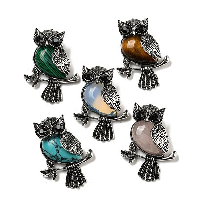 Драгоценный камень подвески, старинные посеребренные подвески в виде совы и черного стекла