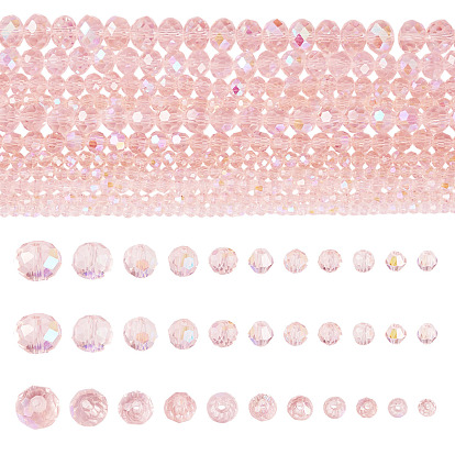 11 Strands 11 Styles Electroplate Glass Beads Strands, Half Rainbow Plated, Faceted