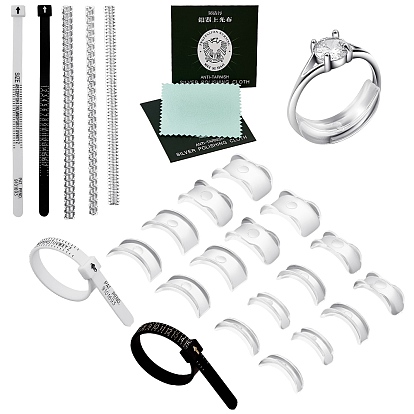Ring Sizer Measuring Kit, Including Plastic Spring Coil, Silver Polishing Cloth, Invisible Ring Size Adjuster, UK Ring Sizer