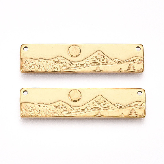 304 подвески из нержавеющей стали, ионное покрытие (ip), прямоугольник с горным очарованием