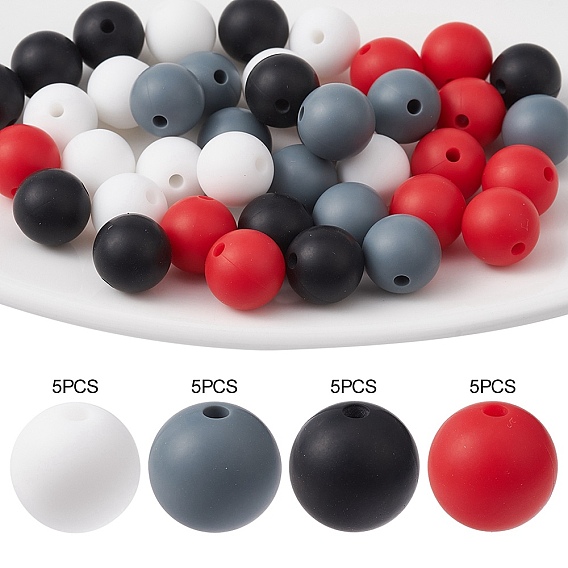 Food Grade Eco-Friendly Silicone Focal Beads, Chewing Beads For Teethers, DIY Nursing Necklaces Making, Round