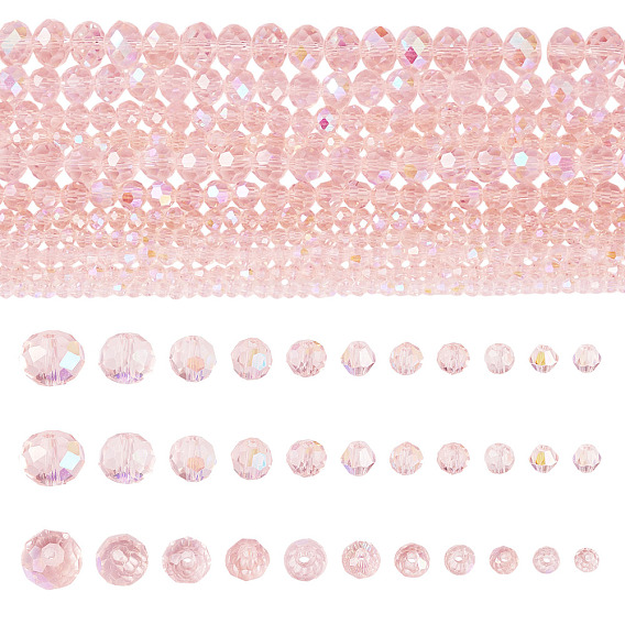 11 Strands 11 Styles Electroplate Glass Beads Strands, Half Rainbow Plated, Faceted