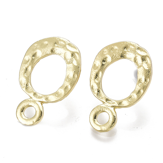 Alloy Stud Earring Findings, with Steel Pins, with Loop, Ring